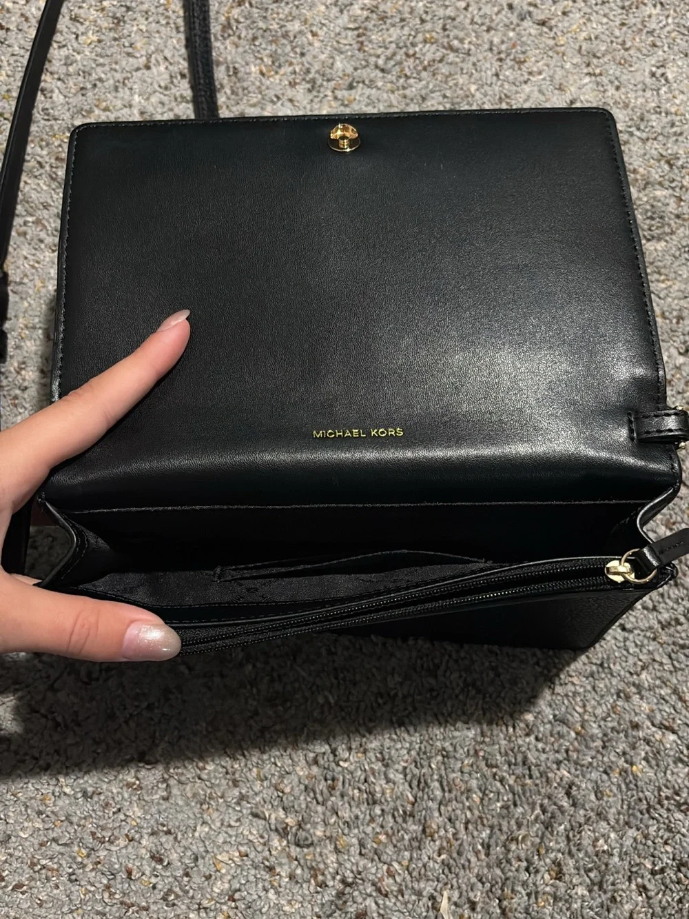 Michael Kors black pebbled-leather shoulder/crossbody bag